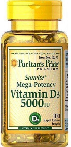 Puritan's Pride Vitamin D3 5000 IU 100 caps (PTP-19377) 447296 фото