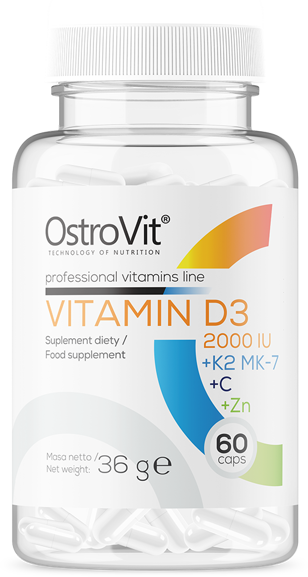 OstroVit Vitamin D3 2000 IU + K2 MK-7 + C + Zinc Вітамінний комплекс 60 капсул 970205 фото