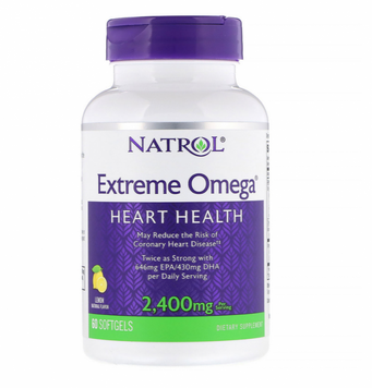 Natrol Extreme Omega, Lemon, 2.400 mg, 60 Softgels (NTL-04510) 660853 фото