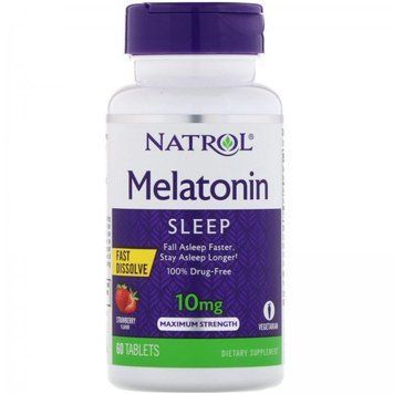 Natrol Melatonin Sleep with Strawberry flavour 10 mg Мелатонін зі смаком полуниці 60 таблеток 775052 фото