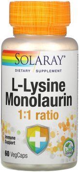 Solaray L-Lysine Monolaurin L-лізин монолаурин 60 вегетаріанських капсул 879635 фото