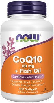 Now Foods CoQ10 60mg + Fish Oil - 120 Softgels (Пошкоджено банку) 1451220 фото