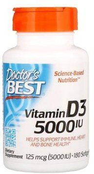 Doctor's Best Best Vitamin D3 5000 IU 180 Softgels Витамин D3 538281 фото