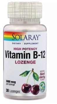 Solaray Vitamin B12 Natural black cherry flavor 5000 mcg Витамин B12 30 леденцов 993732 фото