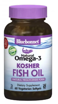 Bluebonnet Nutrition Натуральная Омега-3 из Кошерного рыбьего жира 60 желатиновых капсул 1052579 фото