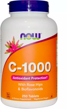 Now Foods С-1000 With Rose Hips And Bioflavonoids, 250 Tablets (NF0687) 685585 фото