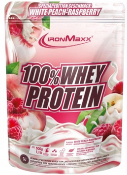 Протеїн IronMaxx 100% Whey Protein 500 g / 10 servings / Білий персик - малина 1026509 фото