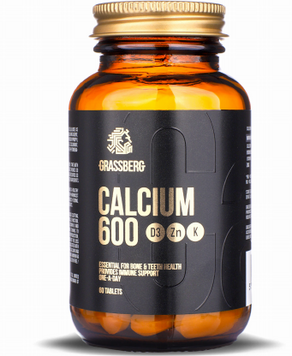 Grassberg Calcium 600 + D3 + Zn with Vit K1 Кальций с витамином D, цинком и витамином К1 60 таблеток 792208 фото