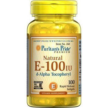 Puritan's Pride Vitamin E-100 iu 100% Natural-100 Softgels 447297 фото