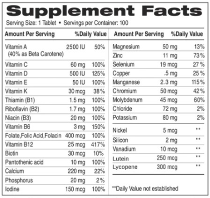 Earth&lsquo;s Creation Multivitamin (A thru Z) For Senior Комплекс витаминов и минералов для людей старше 50 лет 100 таблеток 1138744 фото