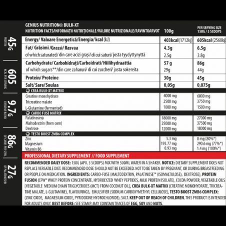 Гейнер Genius Nutrition Bulk-XT 4000 g / 27 servings / Strawberry 1017384 фото