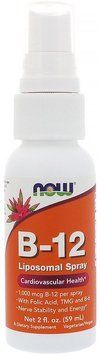 NOW Foods Vitamin B-12 LIPOSOMAL SPRAY 2 OZ Вітамін В12 ліпосомальний спрей 520634 фото