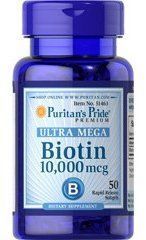 Puritan's Pride Biotin 10,000 mcg 50 caps (PTP-51463) Биотин 384205 фото