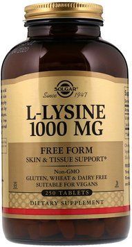 Solgar L-Lysine, Free Form, 1000 mg, 250 Tablets 463582 фото