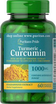 Puritan's Pride Turmeric Curcumin 1000 mg with Bioperine 5 mg 60 Capsules 446471 фото