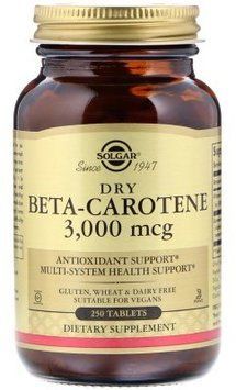 Solgar Dry Beta-Carotene Солгар Бета каротин 10,000 IU 250 таблеток 496807 фото