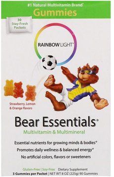 Rainbow Light Bear Essentials Multivitamin & Multimineral 30x3 Packets Strawberry Lemon & Orange Flavors (RLT-12002) 535508 фото