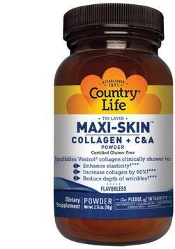 Country Life Maxi-Skin 2,74 oz (78 g) Колаген + Вітаміни С & А в порошку 488788 фото