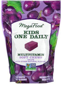 MegaFood One Daily Мультивитамины для детей со вкусом винограда 30 жевательных конфет 897026 фото