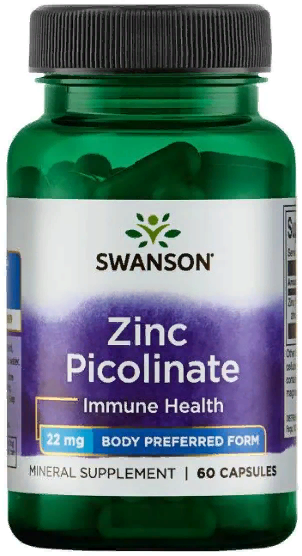 Swanson Zinc Picolinate Body Preferred Form, 22 mg, 60 Capsules (SWA-11113) 655566 фото