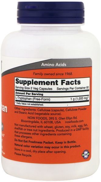 NOW Foods L-Tryptophan 500 mg 120 veg caps 416265 фото