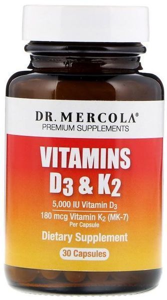 Dr. Mercola Vitamins D3 & K2 30 Caps Вітамін Д3 і К2 550722 фото