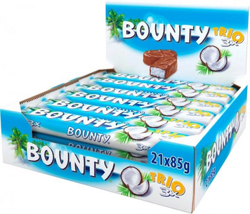 Упаковка батончиків Bounty Trio 21х85 г (УП5000159541015) 1252827 фото