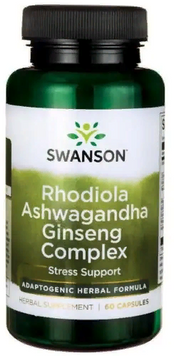 Бустер тестостерону Swanson Rhodiola Ashwagandha Ginseng Родиола, ашвагандха і женьшень 60 капсул 842166 фото