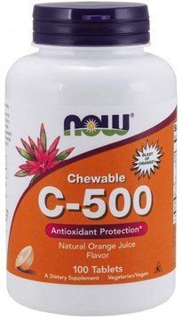 Now Foods Chewable C-500, Orange Juice Flavor, 100 Tablets (NOW-00630) 696262 фото