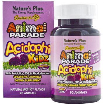 Natures Plus Animal Parade Acidophi Kidz 90 chewables Пробіотичний комплекс для поліпшення травлення для дітей, ягоди 492042 фото