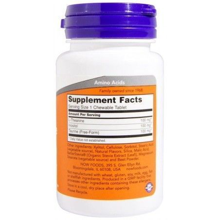 Now Foods L-Theanine, 100 mg, 90 Chewables (NF0144) 634643 фото
