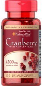 Puritan's Pride Cranberry Fruit Concentrate with C & E 4200 mg 100 caps 384175 фото