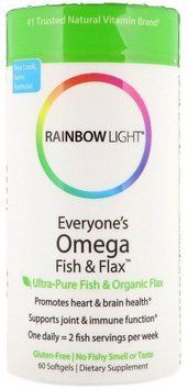 Rainbow Light Everyone's Omega Fish & Flax Oil 60 Softgels Омега жирные кислоты 535510 фото