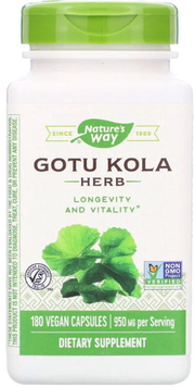 Nature's Way, Gotu Kola Herb, 475 mg, 180 Capsules (NWY-14008) 606549 фото
