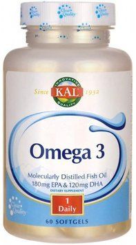 Kal Omega 3 Fish 180/120, 1000mg, 60 Softgels (CAL-84006) 655214 фото