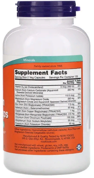 Now Foods Full Spectrum Mineral Caps Мультиминеральная формула 240 веганских капсул 799640 фото