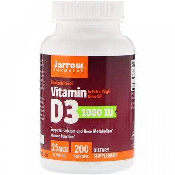 Jarrow Formulas Vitamin D3 1000 IU 200 Softgels Витамин D3, холекальциферол 534583 фото