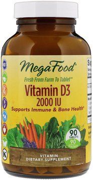 MegaFood Vitamin D3, 2000 IU, 90 Tablets (MGF-10222) 655286 фото