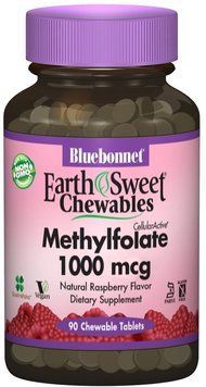 Bluebonnet Nutrition Methylfolate 1000 mcg, Natural Raspberry Flavor, 90 Chewable Tablets (BLB0455) 659803 фото