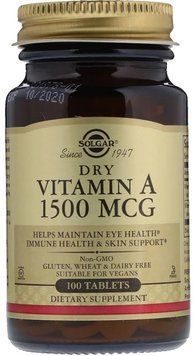 Solgar Dry Vitamin A 1500 IU, 100 Tab Сухий вітамін А 463589 фото