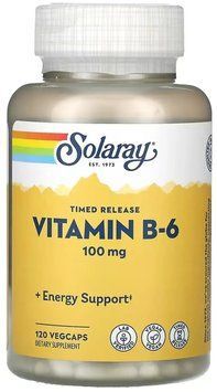 Solaray Vitamin B-6 100mg - 120 Veg Capsules 1452585 фото