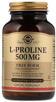 Solgar L-Proline 500 mg 100 Vegetable Capsules 497767 фото