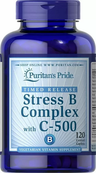 Puritan's Pride Stress Vitamin B-Complex with Vitamin C-500 Timed Release Комплекс вітамінів В і С 120 капсул 776611 фото