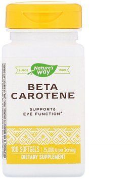 Nature's Way, Beta Carotene, 25,000 IU, 100 Softgels (NWY40131) 629291 фото