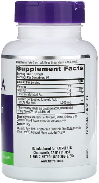 Natrol Tonalin CLA, 1.200 mg, 90 Softgels (NTL-00864) 722225 фото