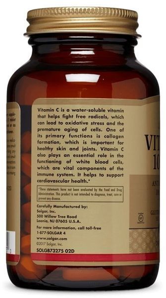Solgar Vitamin C 1000 mg 90 Tabs (SOL-03275) 463555 фото