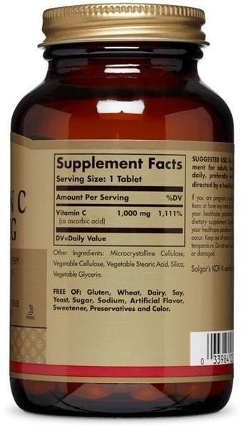 Solgar Vitamin C 1000 mg 90 Tabs (SOL-03275) 463555 фото
