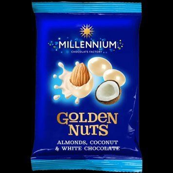 Драже Millennium Golden Nut мигдаль у білому шоколаді з кокосом 100 г (4820005195268) 1174169 фото