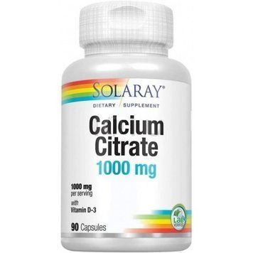 Solaray Calcium Citrate with Vitamin D-3, 1000 mg, 90 Capsules (SOR-04583) 660957 фото