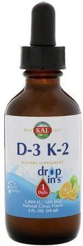 KAL, Vitamin D-3 K-2 Drop Ins, Natural Citrus Flavor, 2 fl oz (59 ml) (CAL41369) 629261 фото